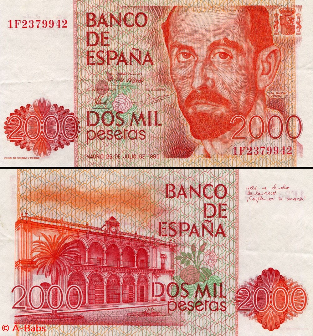 billets europe espagne pick 159 2000 pesetas 1980