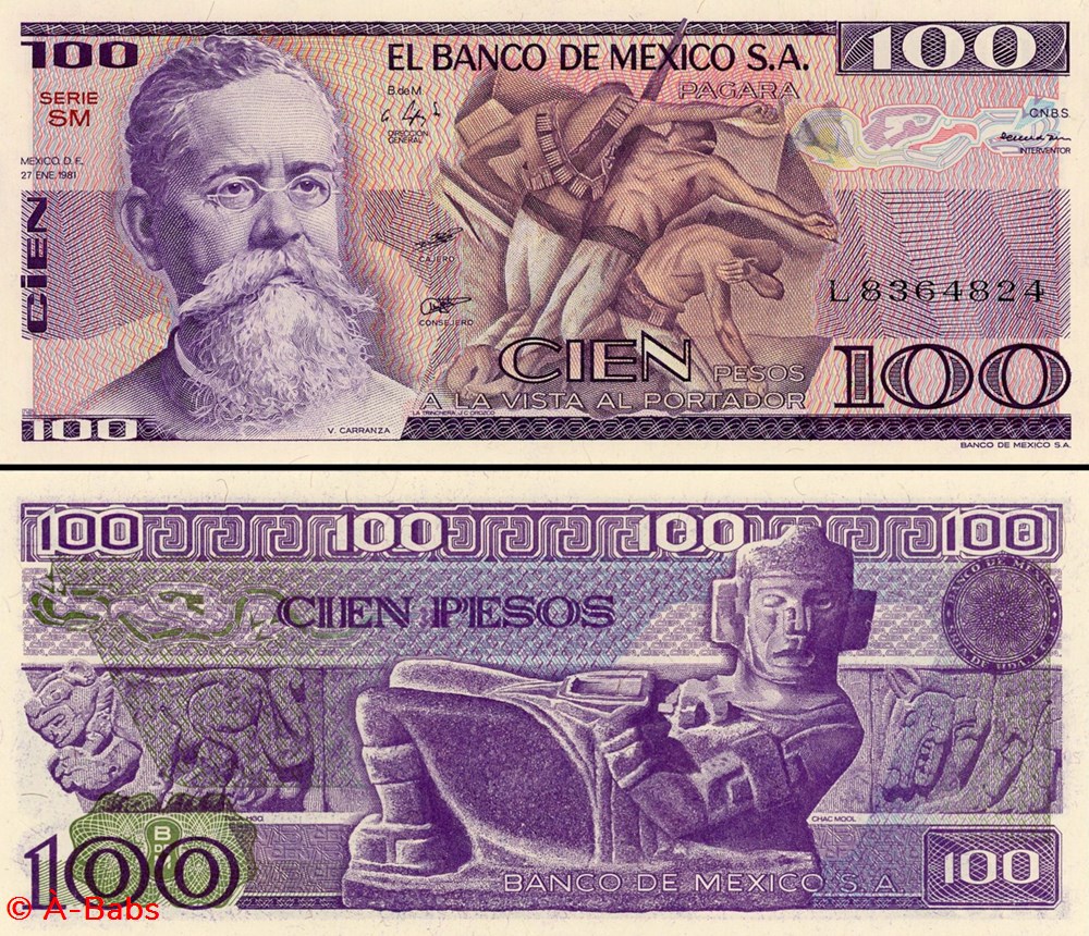 MEXIQUE - PICK 074a.SM - 100 PESOS - 1981 billets amerique du nord mexique pick 074a sm 100 pesos 1981