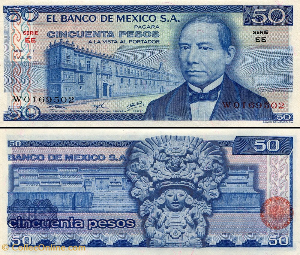 MEXIQUE - PICK 065bEE - 50 PESOS - 1976 billets amerique du nord mexique pick 065bee 50 pesos 1976