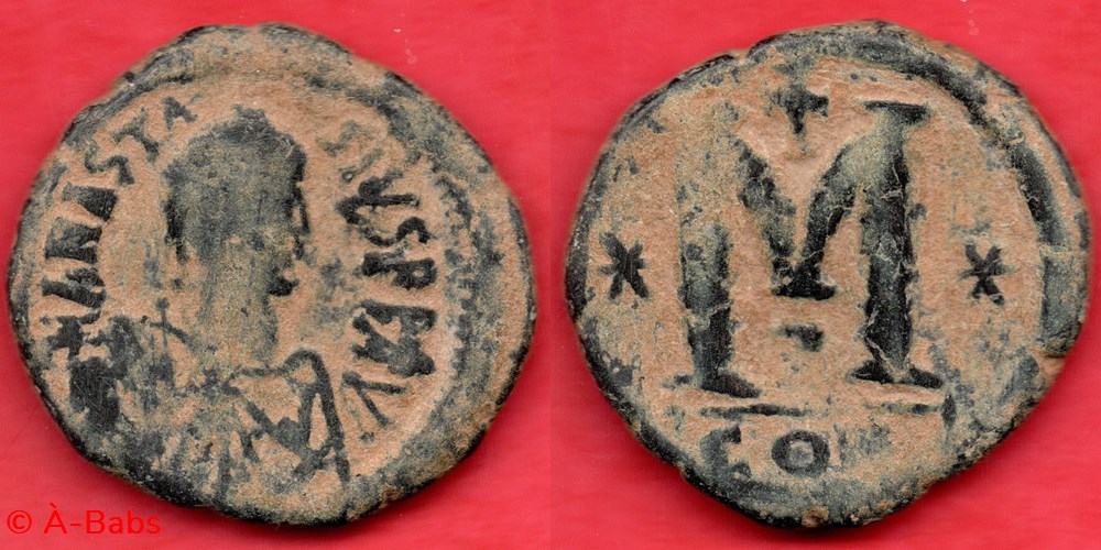 ANASTASE - FOLLIS - CONSTANTINOPLE - MBR27 monnaies byzantines empire d maurice tibere anastase follis constantinople mbr27