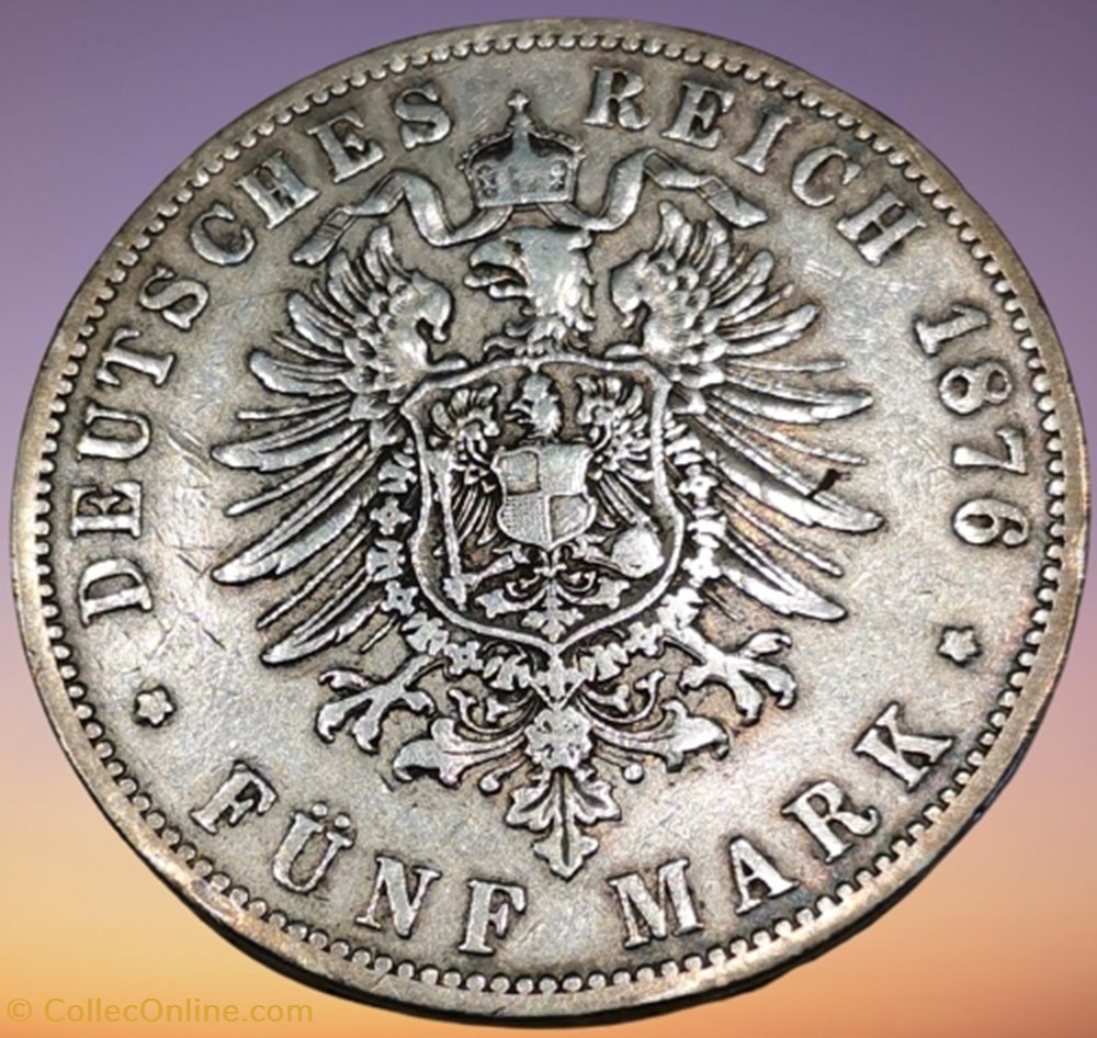Wilhelm, Roi de Prusse et Empereur d'Allemagne, Funf Mark monnaies monde wilhelm roi de prusse et empereur allemagne funf mark