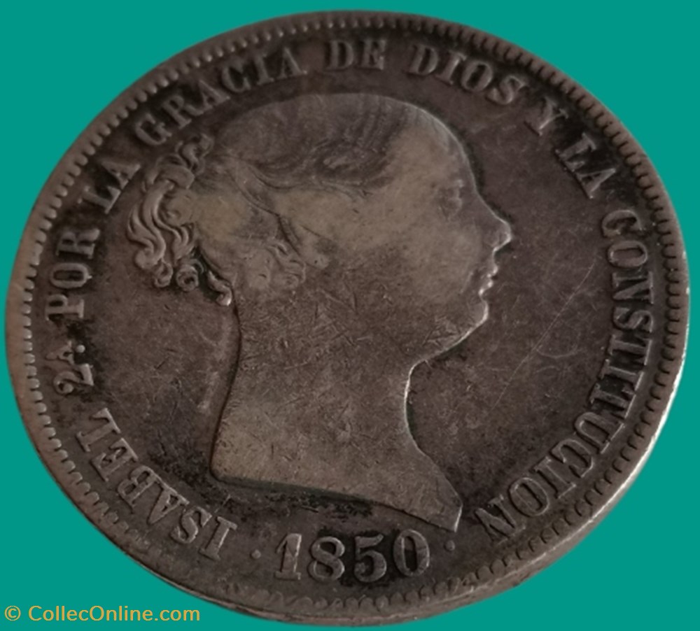 20 Réales Isabelle II 1850 monnaies monde espagne 20 reales isabelle ii 1850