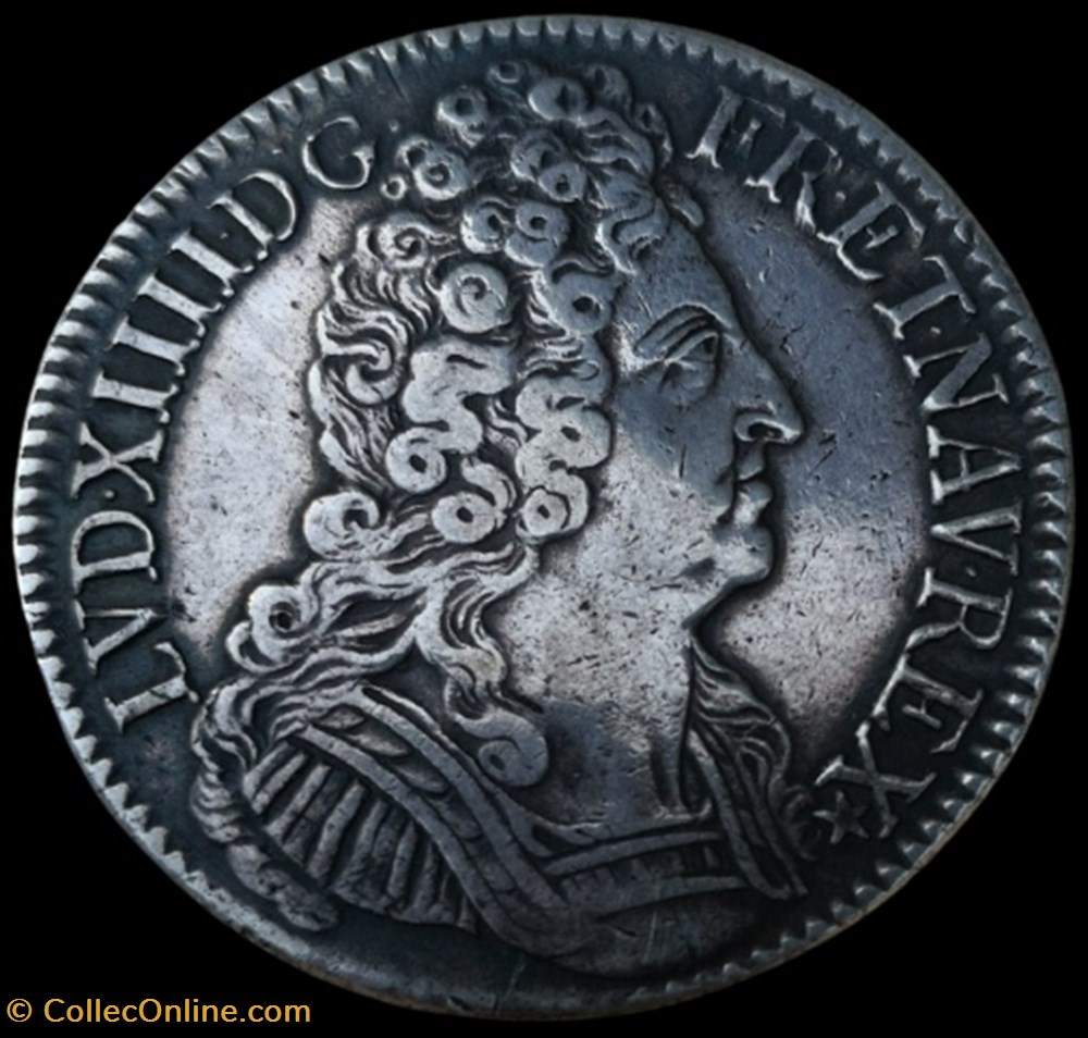 monnaies europe medievale france royales louis xiv roi de fr et de nav ecu aux 3 couronnes