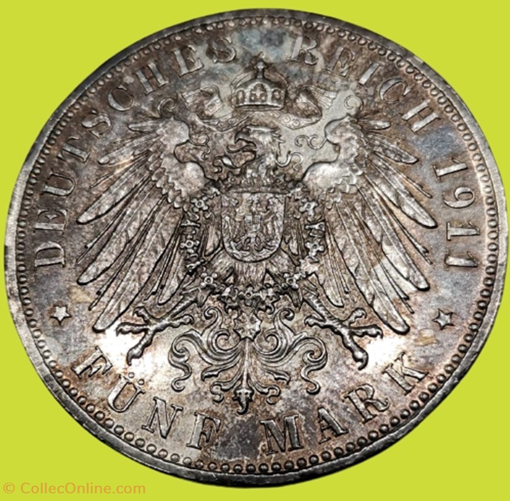 monnaies monde allemagne luitpold prinz regent royaume de baviere funf mark