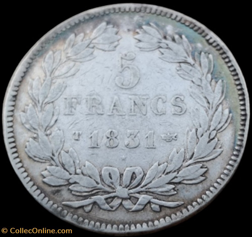 monnaie france moderne 5 francs louis philippe 1er 1831 tete lauree 1 er type domard