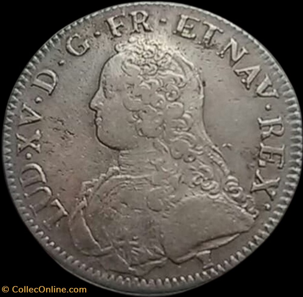 monnaies europe medievale france royales louis xv roi de fr et de nav ecu dit aux branches olivier