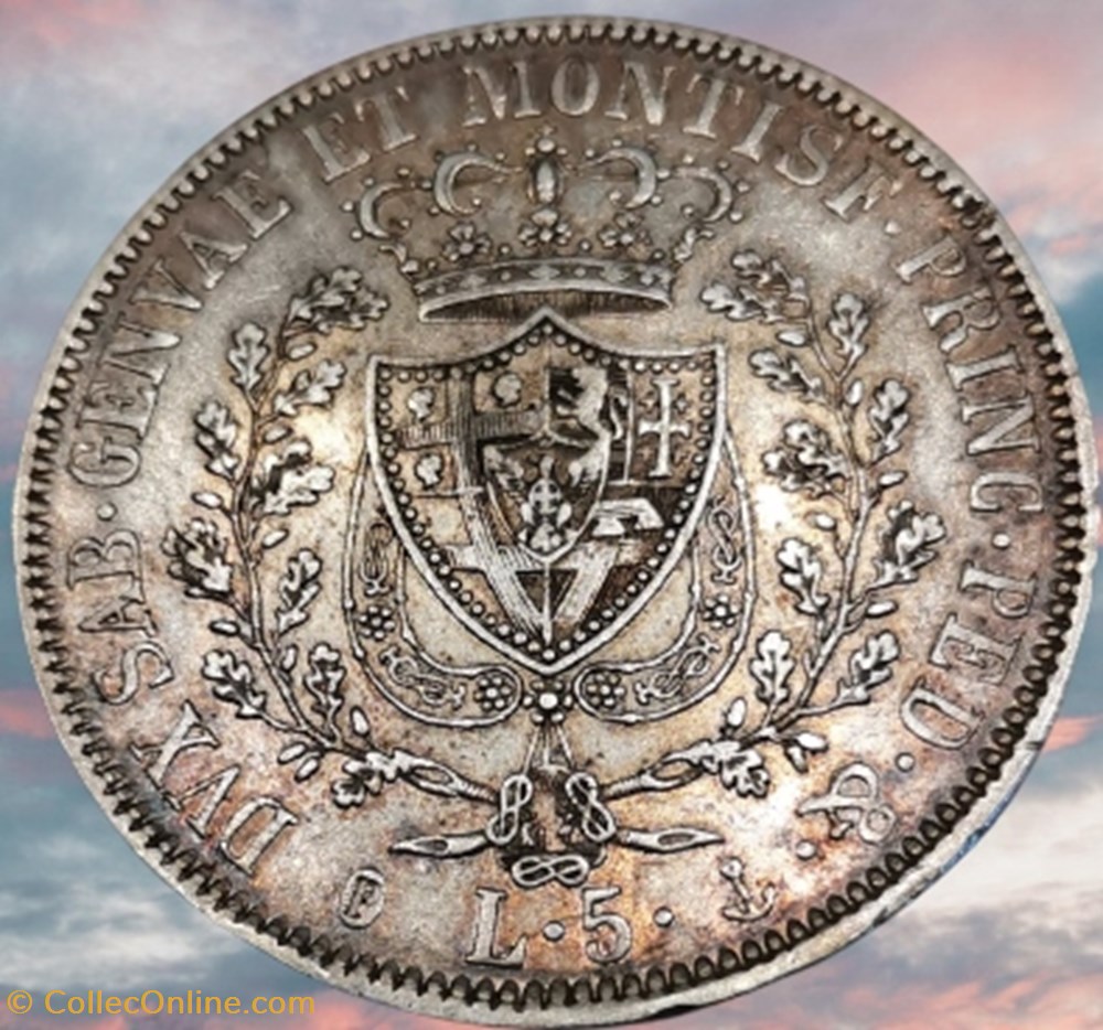 monnaies monde italie 5 lire charles felix roi de sardaigne