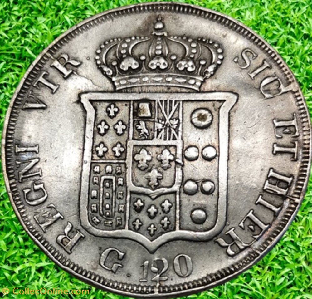 120 Grana Ferdinandus II Roi des Deux- Siciles type 1 monnaies monde italie 120 grana ferdinandus ii roi des deux siciles type 1