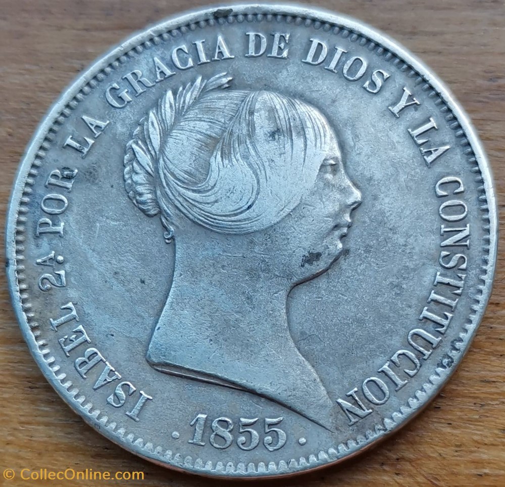 20 Réales Isabelle II 1855 monnaies monde espagne 20 reales isabelle ii 1855