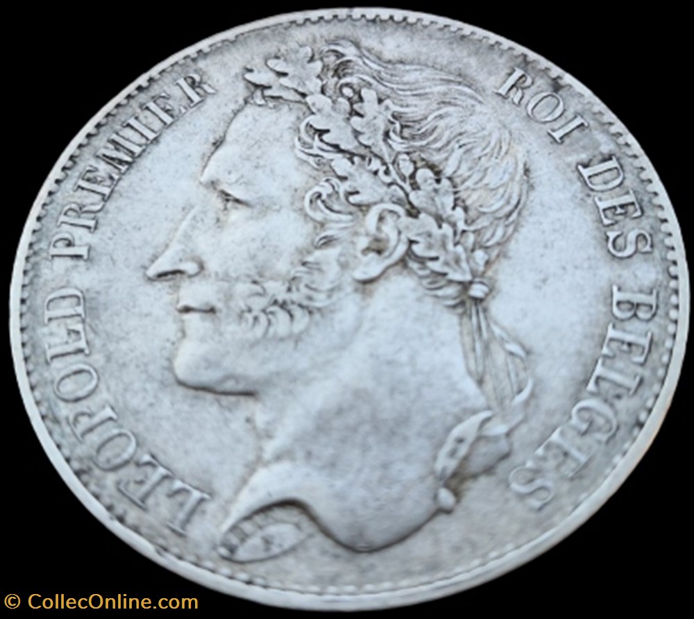 Léopold 1er, Roi des Belges, Tête Laurée, 5 Francs. monnaies monde belgique leopold 1er roi des belges tete lauree 5 francs