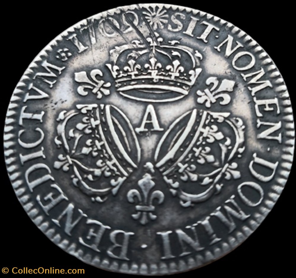 monnaies europe medievale france royales louis xiv roi de fr et de nav ecu aux 3 couronnes