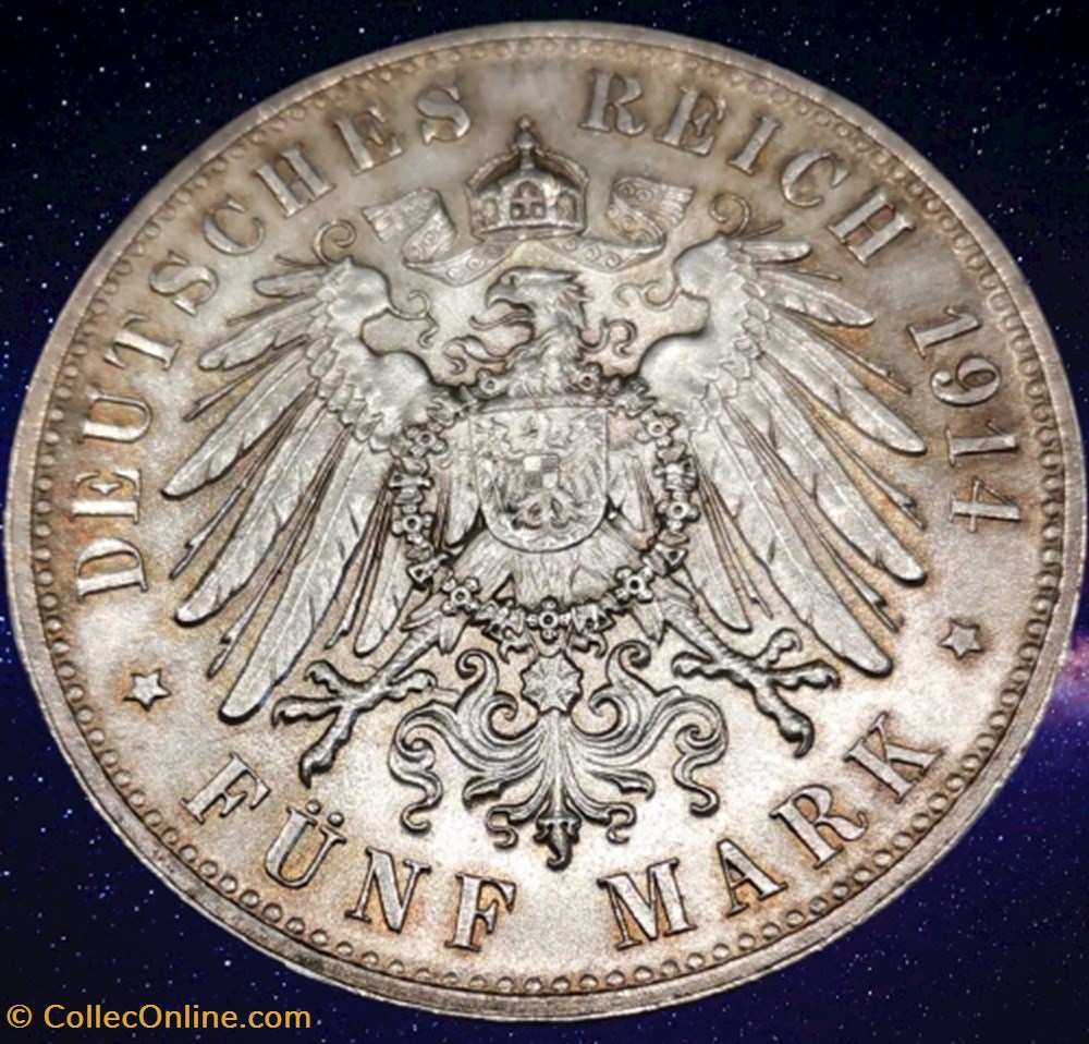 monnaies monde allemagne friedrich august roi de saxe funf mark