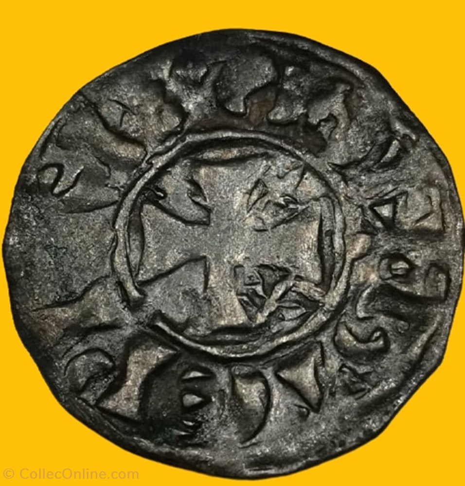 Etienne 1er,Comte de Guingamp ,de Penthièvre, Seigneur du Goëlo, Denier à la tête,(1079-1137). monnaies france feodales etienne 1er comte de guingamp de penthievre seigneur du goelo denier a la tete 1079 1137