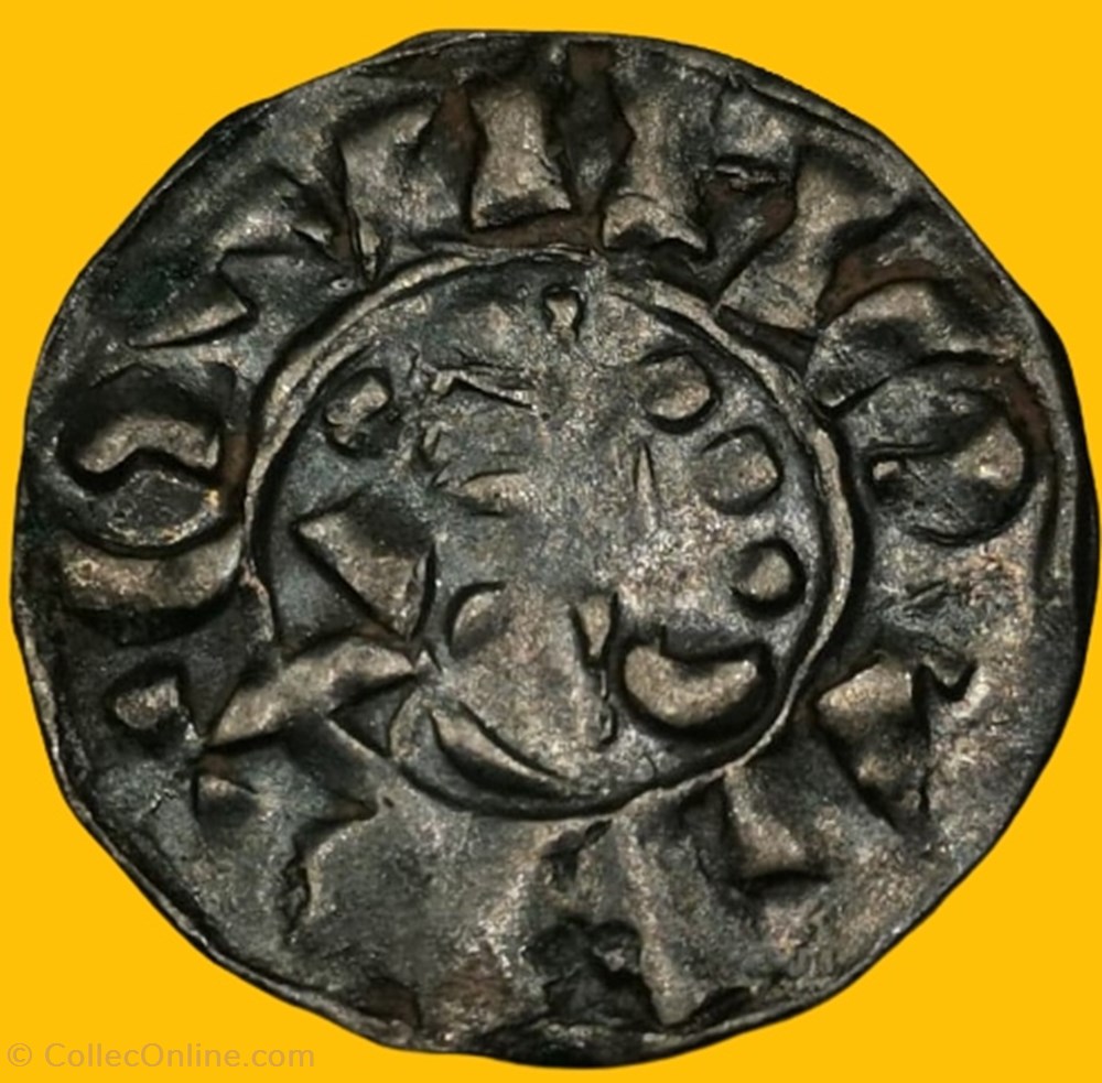 Etienne 1er,Comte de Guingamp ,de Penthièvre, Seigneur du Goëlo, Denier à la tête,(1079-1137). monnaies france feodales etienne 1er comte de guingamp de penthievre seigneur du goelo denier a la tete 1079 1137
