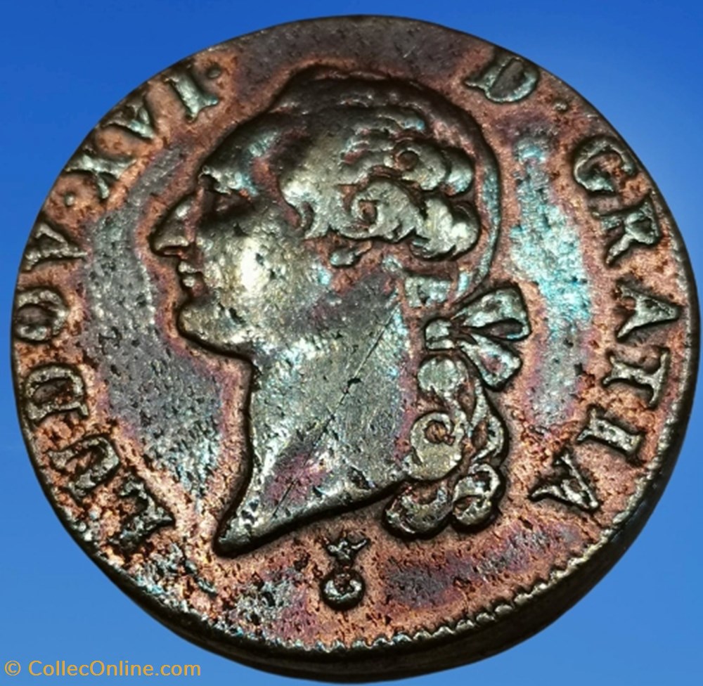 1 Sol Louis XVI . monnaies france a 1 sol louis xvi