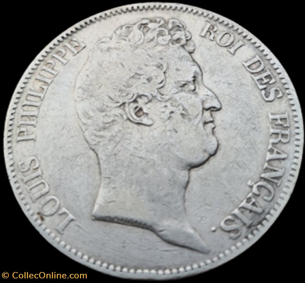 Louis-Philippe,sans le I, Roi des Français, 5 Francs. monnaies france modernes louis philippe sans le i roi des francais 5 francs