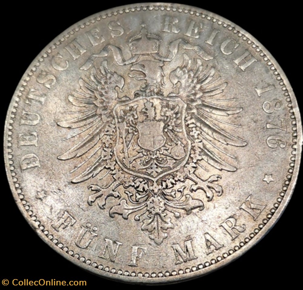 Ludwig III, Grand-Duc de Hesse, Funf Mark. monnaies monde allemagne ludwig iii grand duc de hesse funf mark