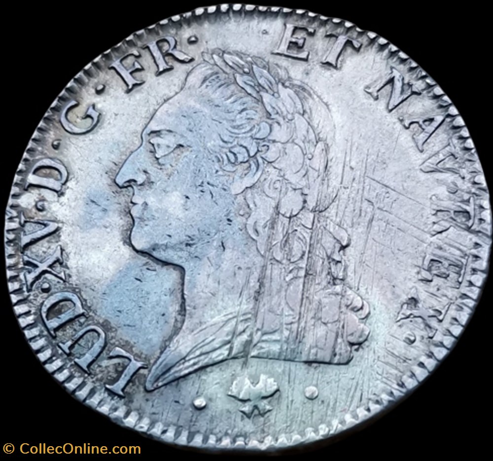 Louis XV, Roi de Fr et de Nav, écu dit à (la vieille tête) . monnaies europe medievale france royales louis xv roi de fr et de nav ecu dit a la vieille tete