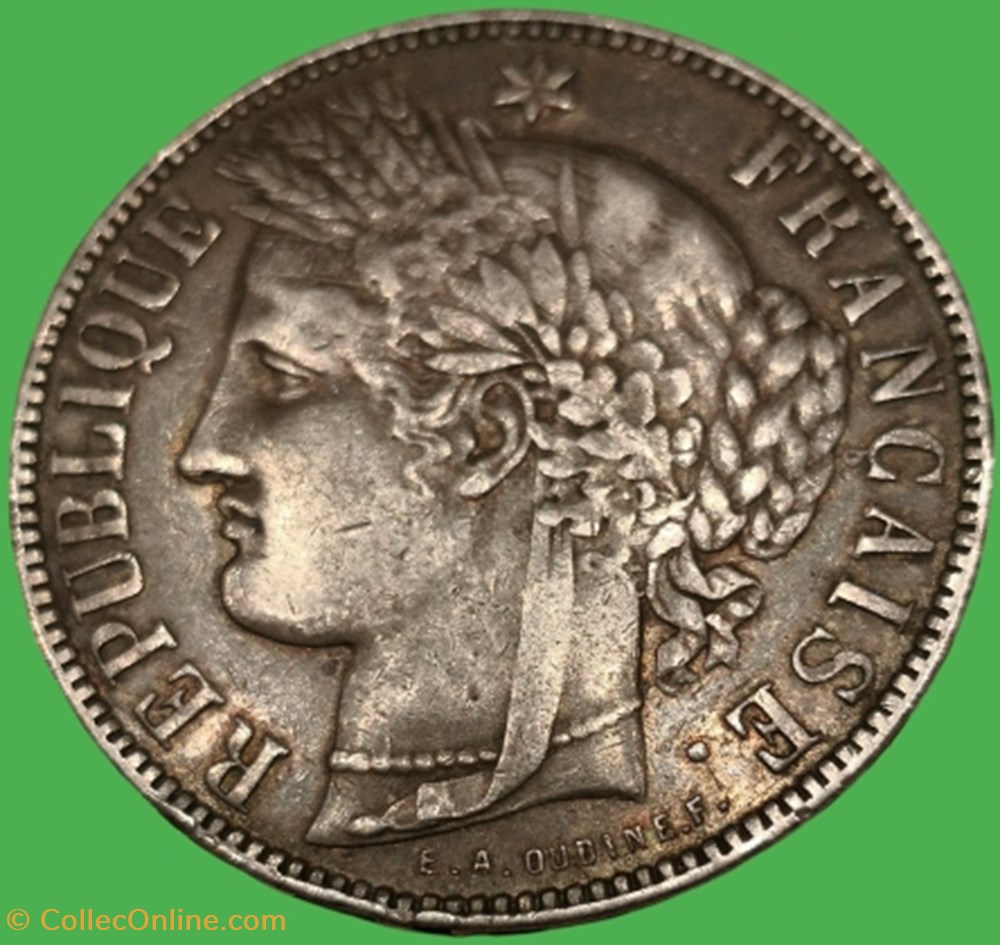 Cérès , 5 Francs, sans Légende. monnaies france modernes ceres 5 francs sans legende