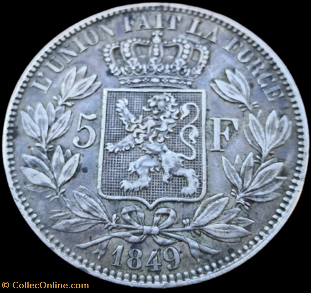 monnaies monde belgique leopold 1 er roi des belges tete nue 5 francs