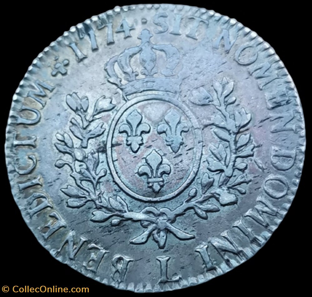 Louis XV, Roi de Fr et de Nav, écu dit à (la vieille tête) . monnaies europe medievale france royales louis xv roi de fr et de nav ecu dit a la vieille tete