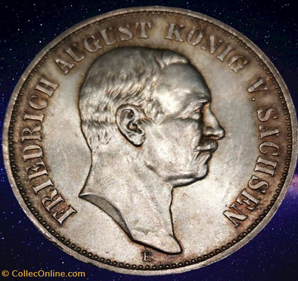 monnaies monde allemagne friedrich august roi de saxe funf mark