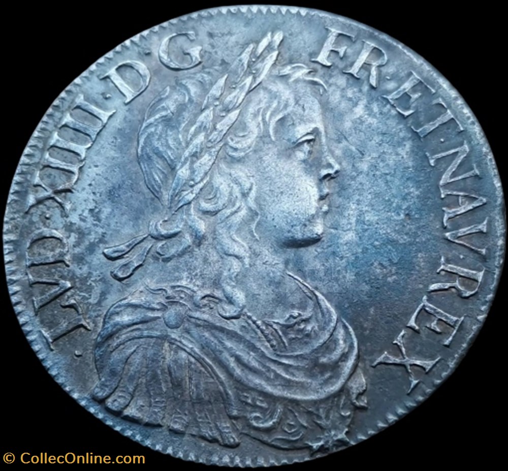 écu Louis XIIII dit (à la mèche longue) monnaies europe medievale france royales ecu louis xiiii dit a la meche longue