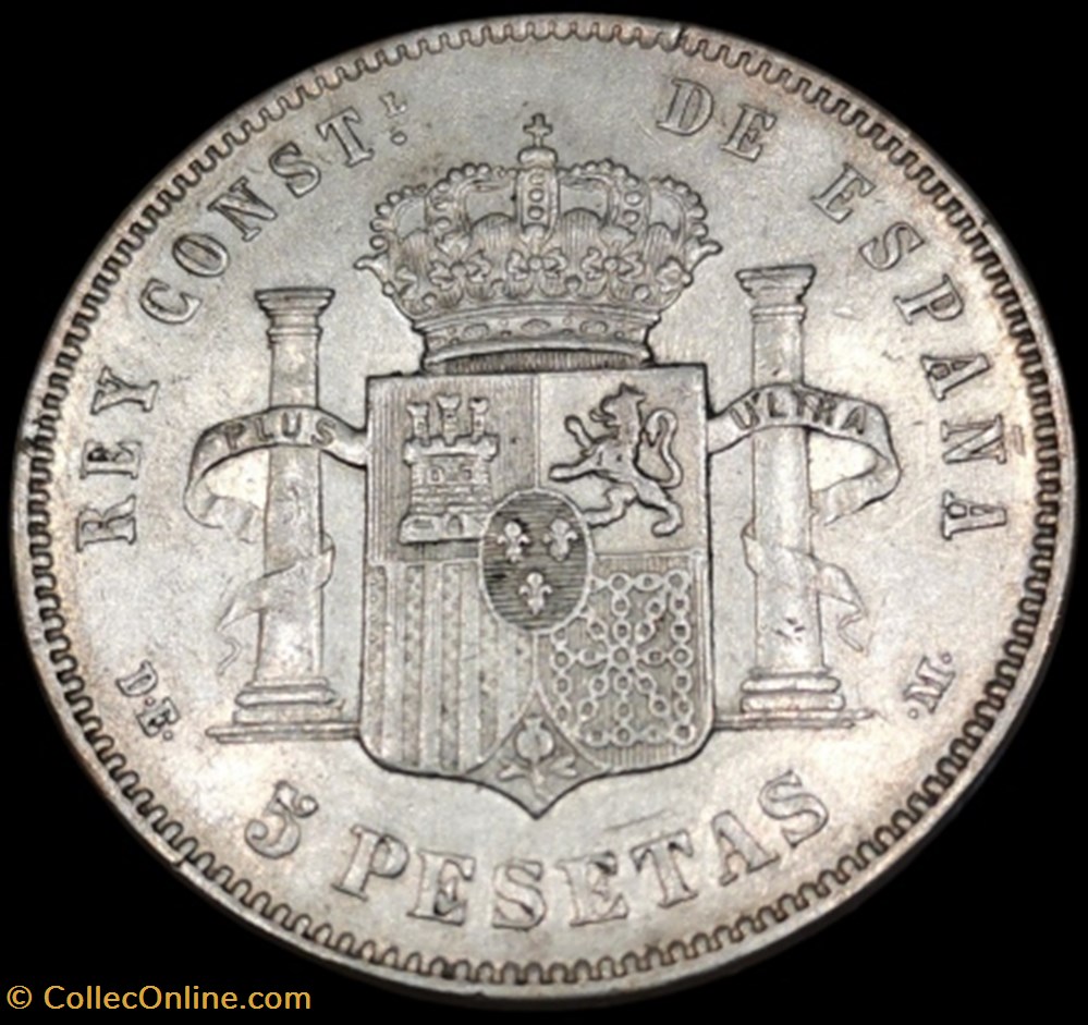 monnaies monde espagne 5 pesetas alfonso xii 1877 2 eme type