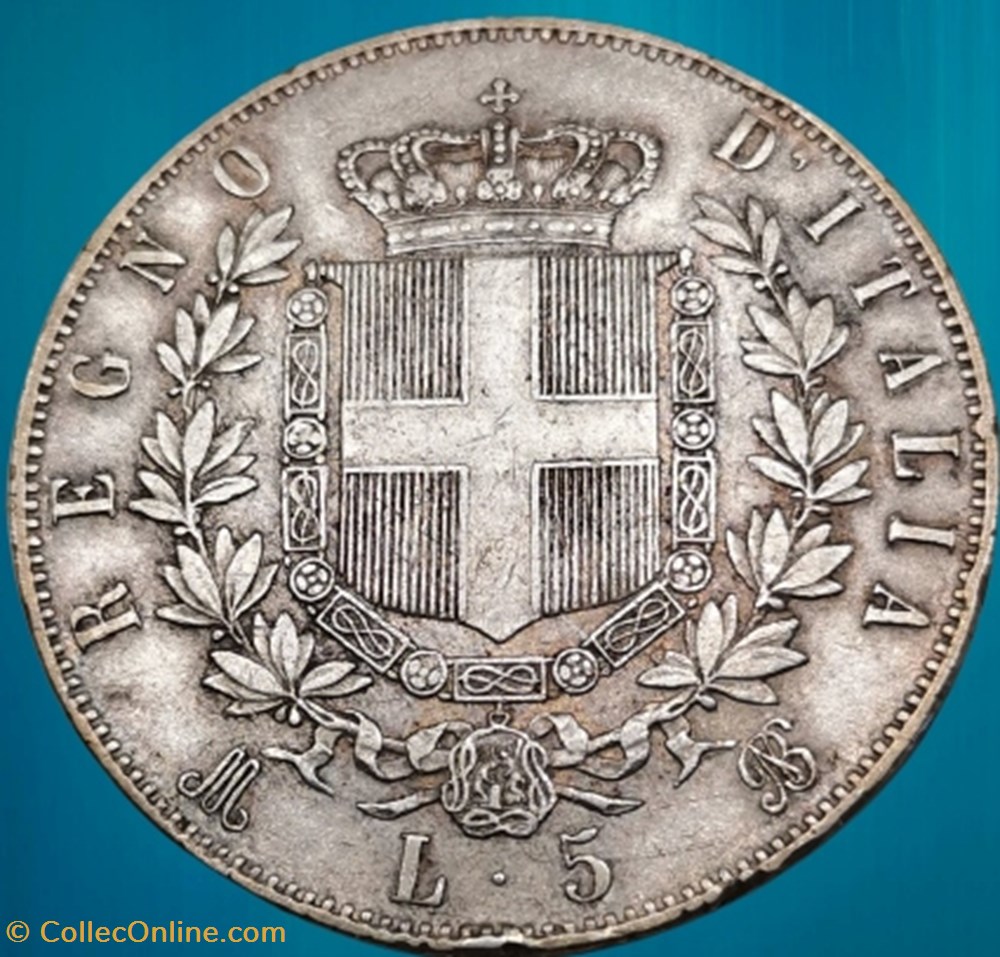 monnaies monde italie 5 lire vittorio emanuele ii