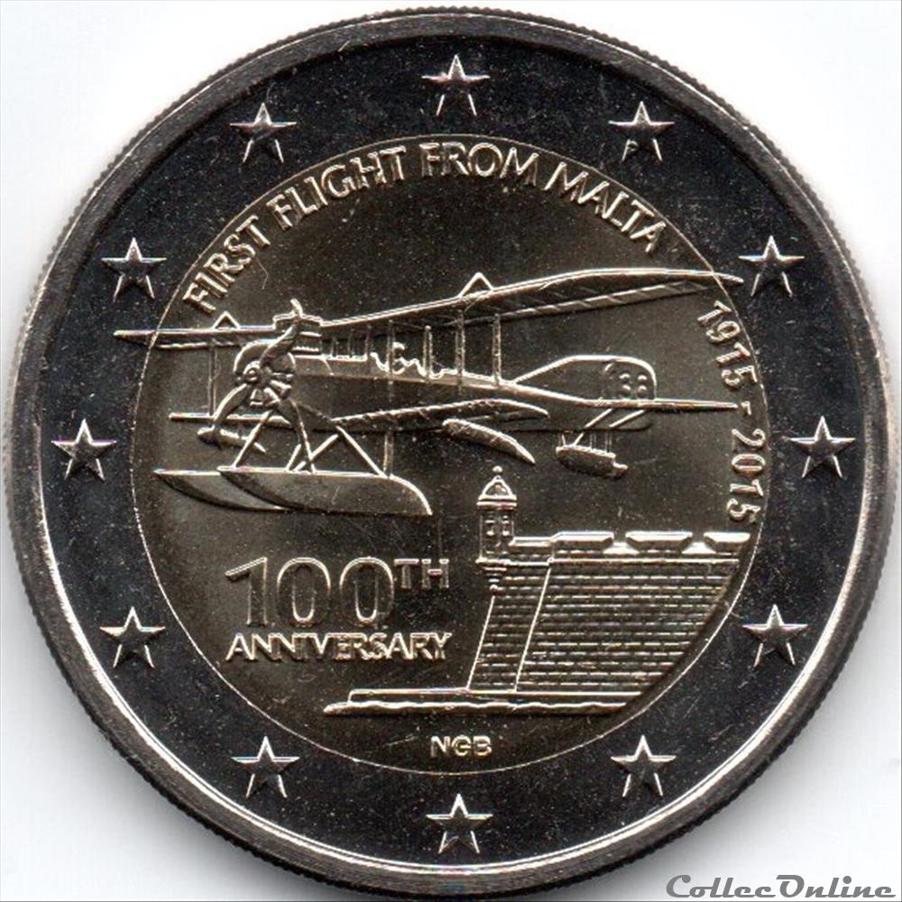 monnaie euro 2015 100eme anniversaire 1er vol commercial de malte
