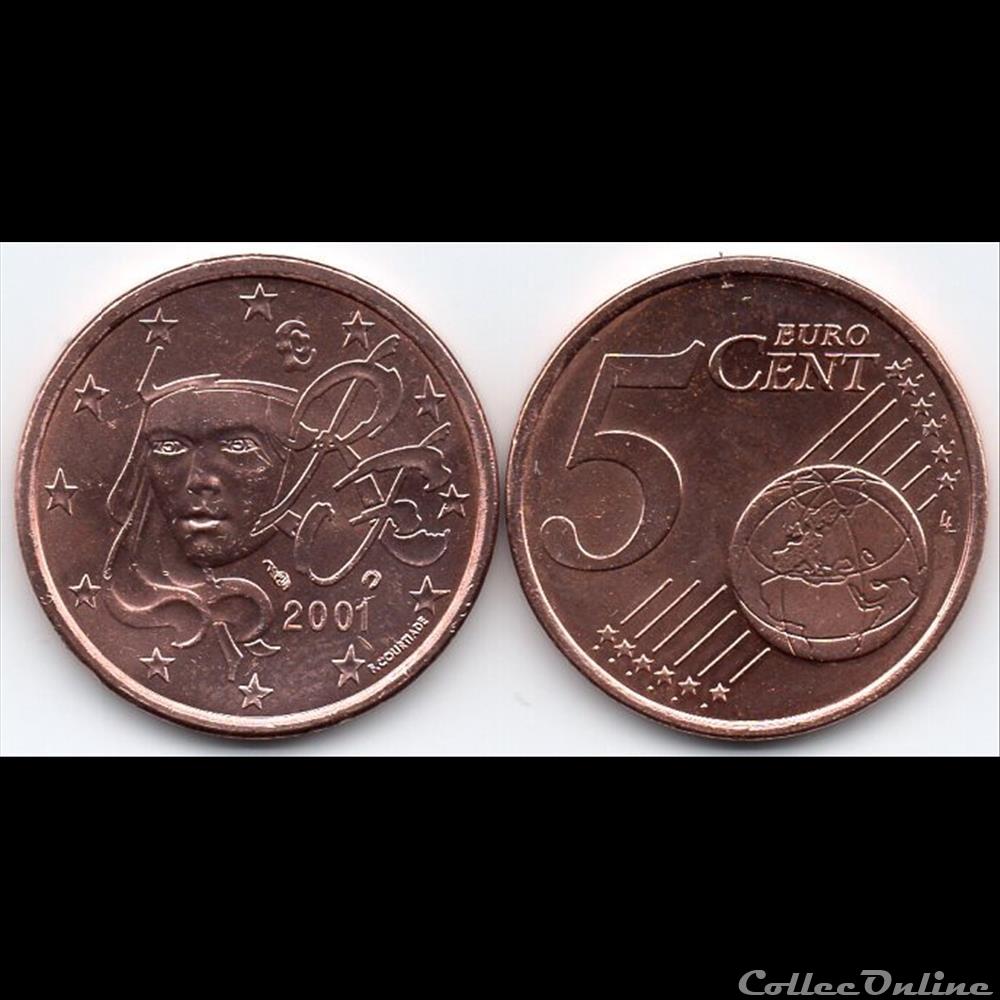 monnaie euro france 5 cent 2001 marianne symbole de la republique francaise