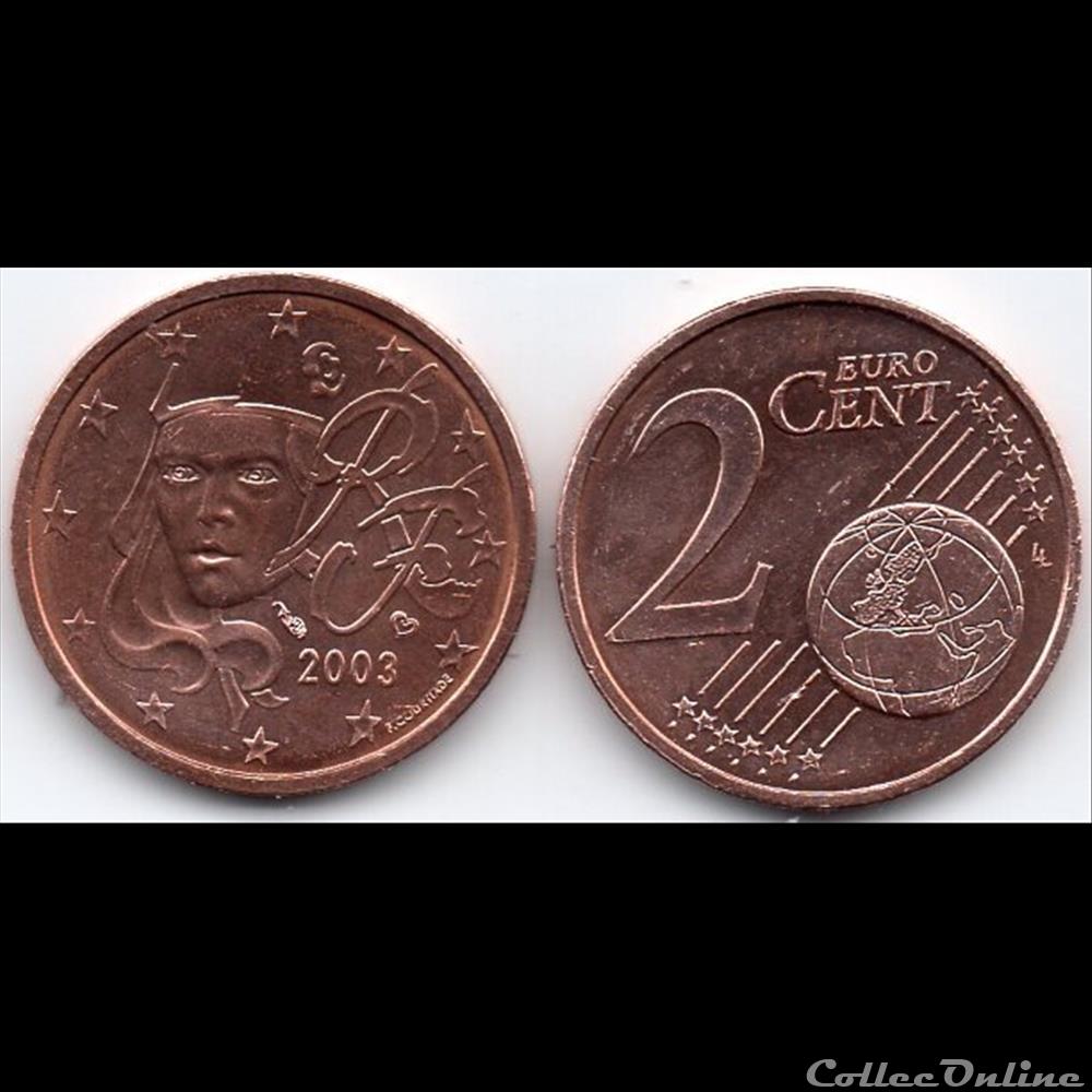 monnaie euro france 2 cent 2003 marianne symbole de la republique francaise