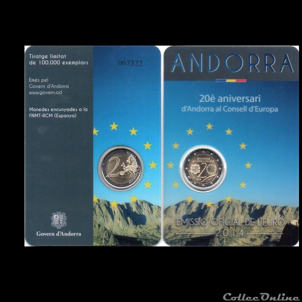2014 : 20em anniversaire d'Andorre au conseil d'Europe 2 monnaie 2014 20em anniversaire andorre au conseil europe