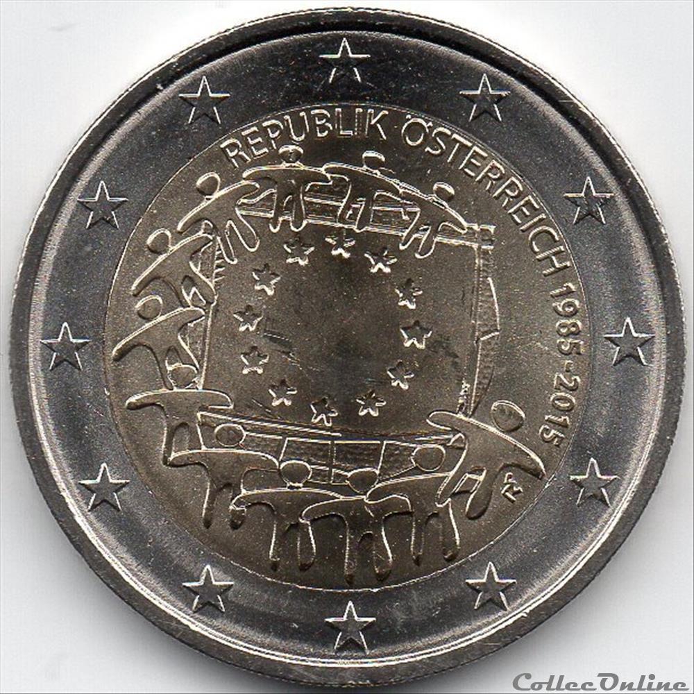 2015 : 30ième anniversaire drapeau européenne monnaie autriche 2015 30ieme anniversaire drapeau europeenne