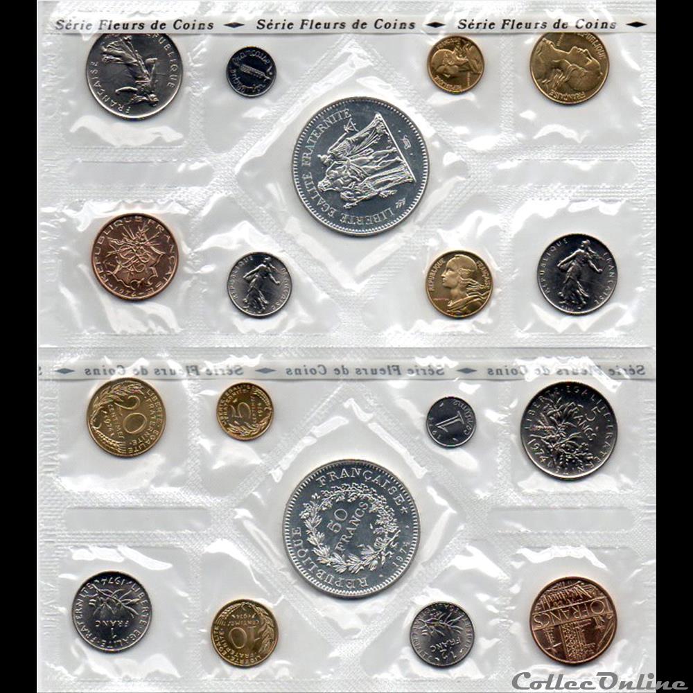 1974 : Fleurs de coins monnaie france moderne 1974 fleurs de coins