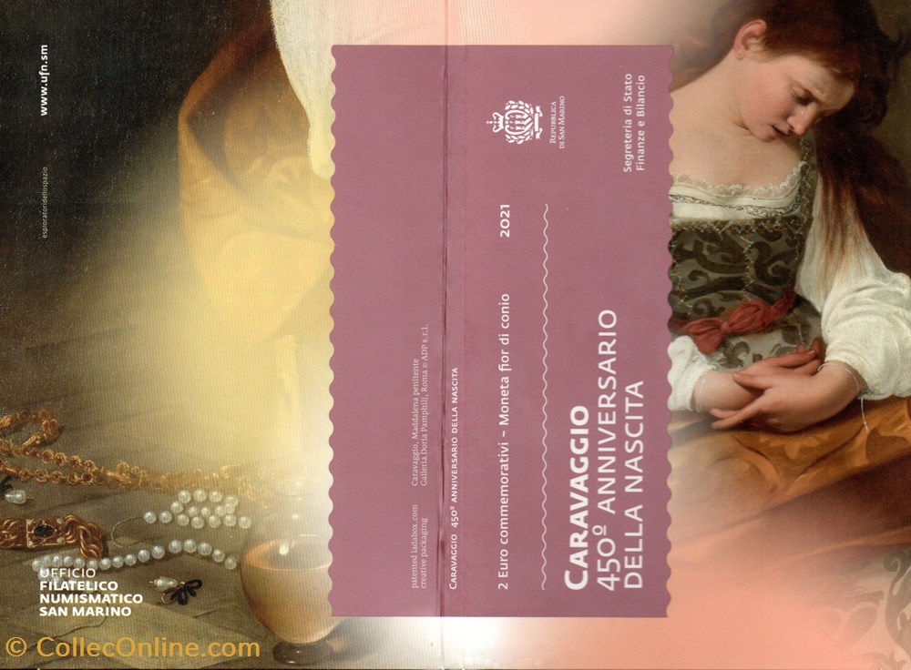 2021 : 450e anniversaire de la naissance de Michelangelo Merisi da Caravaggio. 3 monnaies euros saint marin 2021 450e anniversaire de la naissance de michelangelo merisi da caravaggio