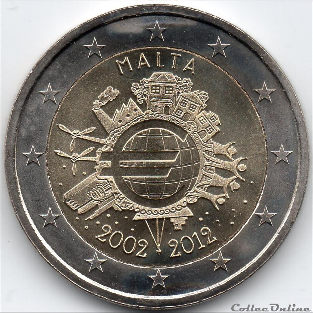 2012 : 10 ans de l'€uro monnaie euro malte 2012 10 ans de uro