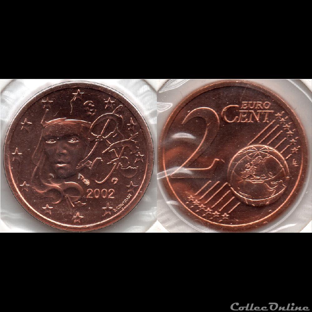 Piece De 2 Euros Republique Francaise 2002 2 cent : 2002 Marianne, symbole de la République française. - Monnaies