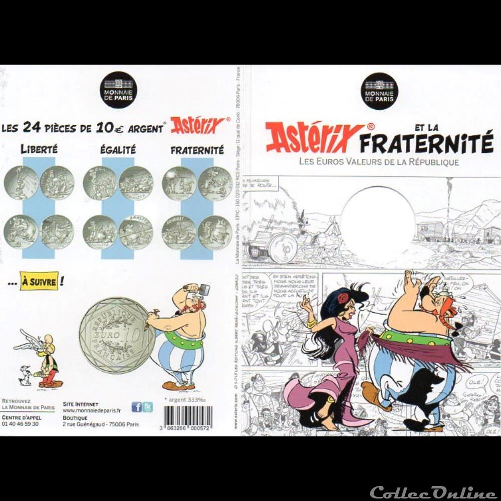 2015 : Astérix et la fraternité argent 2 monnaie euro france 2015 asterix et la fraternite argent