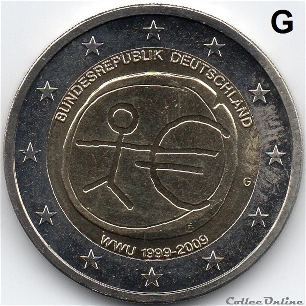 2009 : X° An. U.E et Monétaire 3 monnaie euro allemagne 2009 x an u e et monetaire