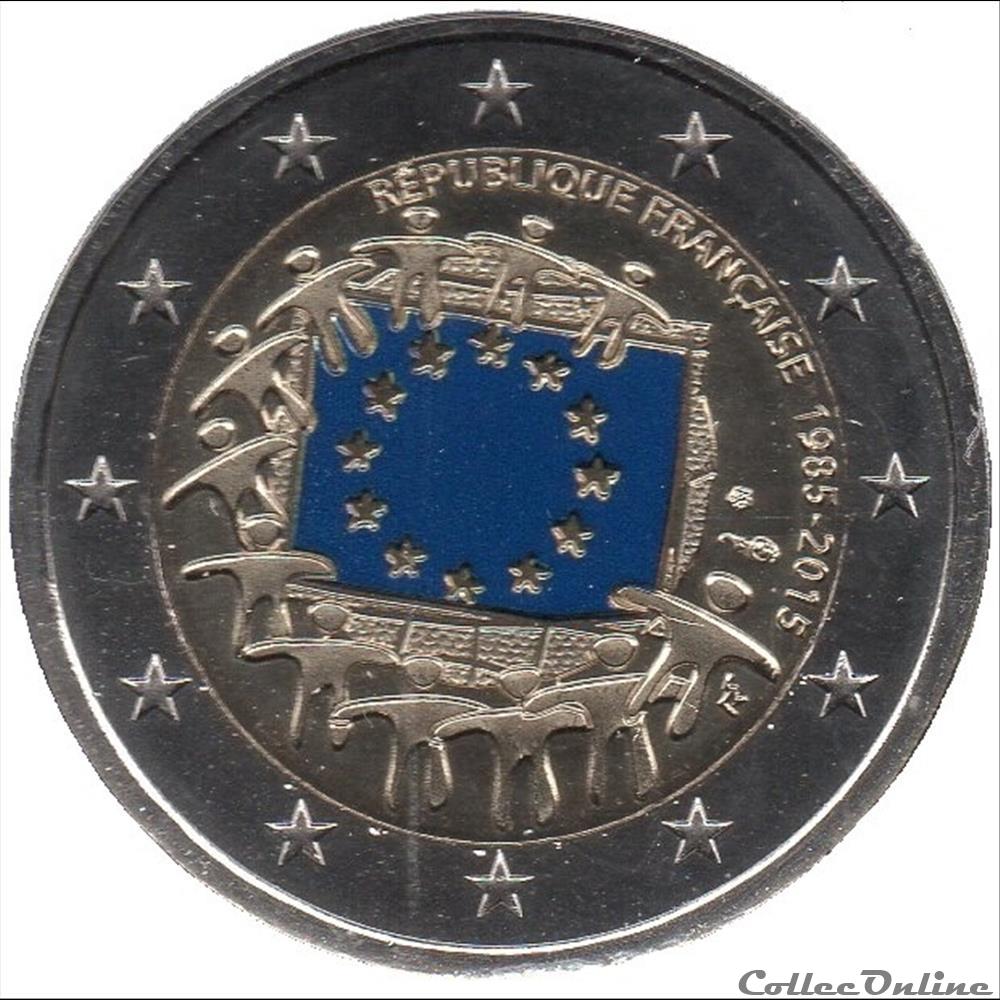 monnaie france 2015 30ieme anniversaire drapeau europeenne colore