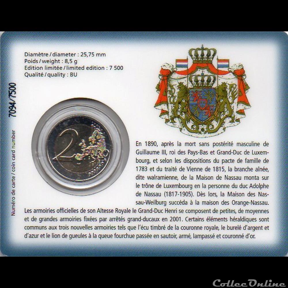 monnaie euro luxembourg 2010 coin card armoiries grand ducale