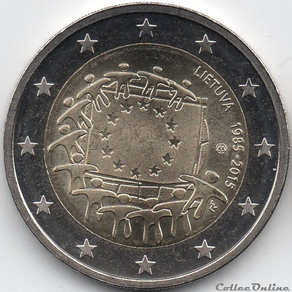monnaie lituanie 2015 30ieme anniversaire drapeau europeenne