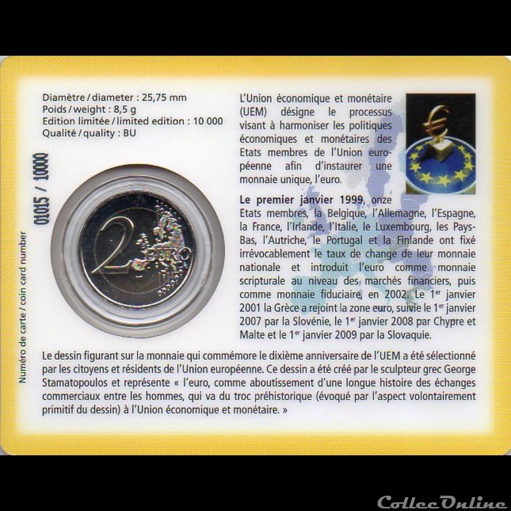 2009 : Coin card X° An. U.E et Monétaire monnaie euro luxembourg 2009 coin card x an u e et monetaire