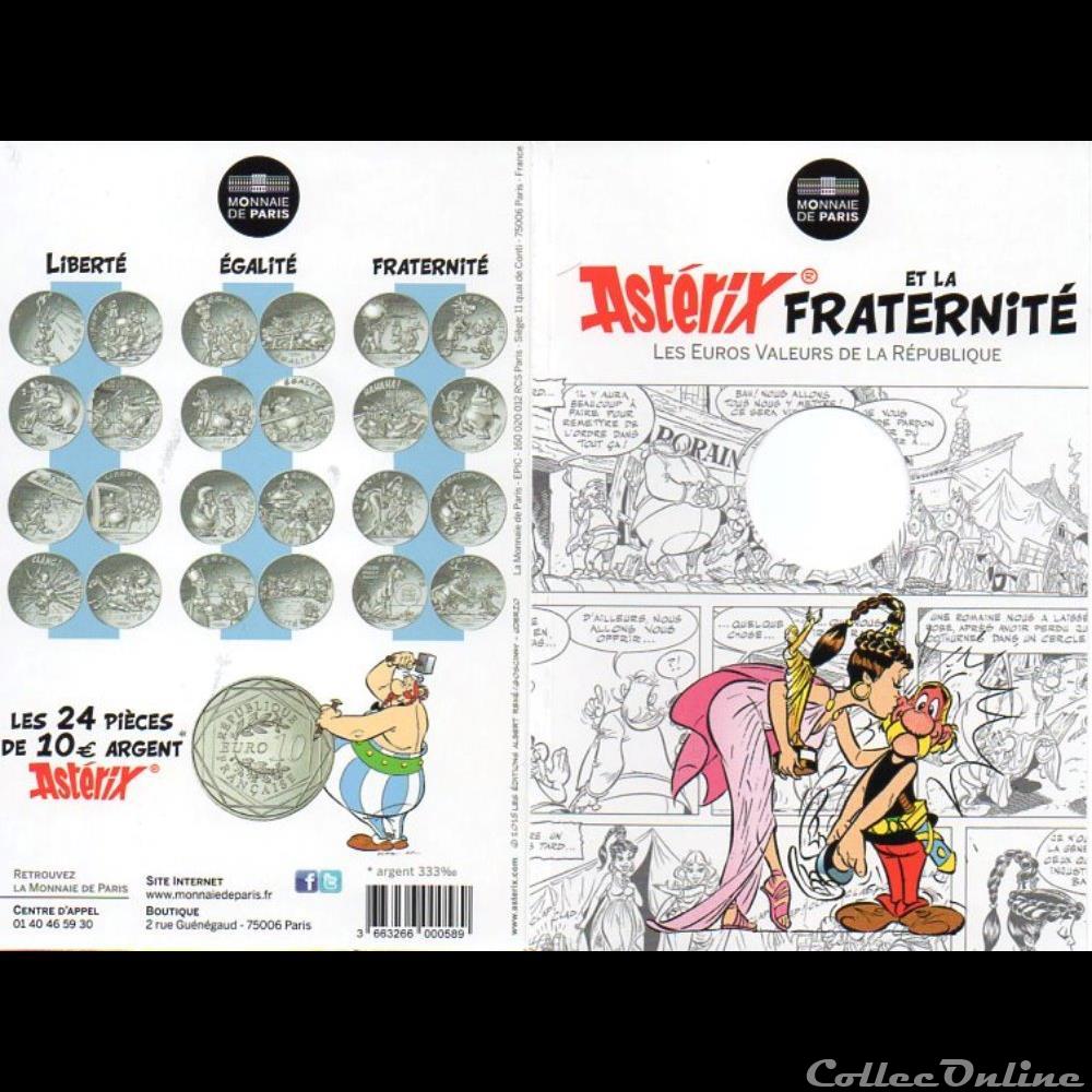 2015 : Astérix et la fraternité argent 5 monnaie euro france 2015 asterix et la fraternite argent