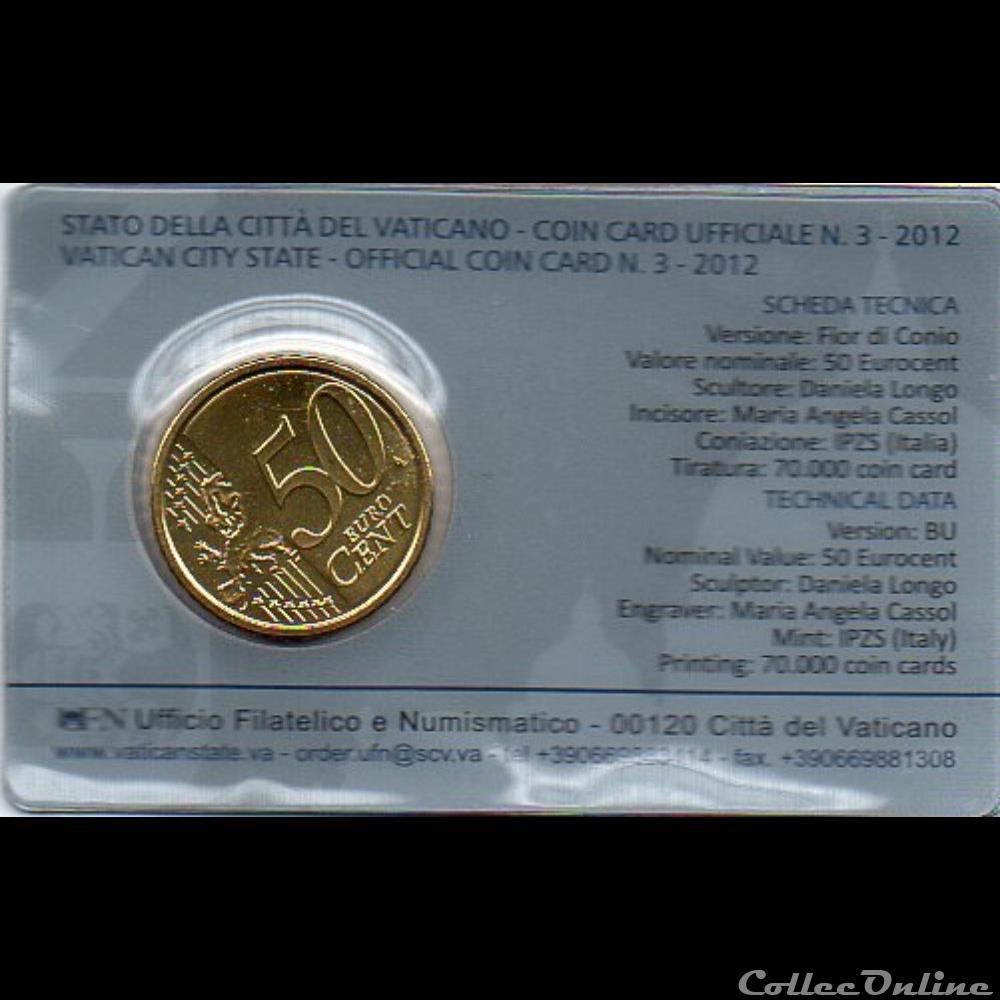 2012 : Coin card n°3 monnaie euro vatican 2012 coin card n 3