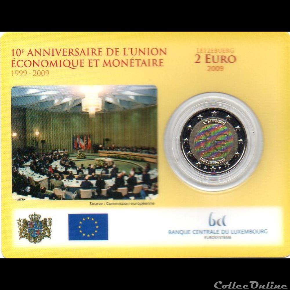 2009 : Coin card X° An. U.E et Monétaire monnaie euro luxembourg 2009 coin card x an u e et monetaire
