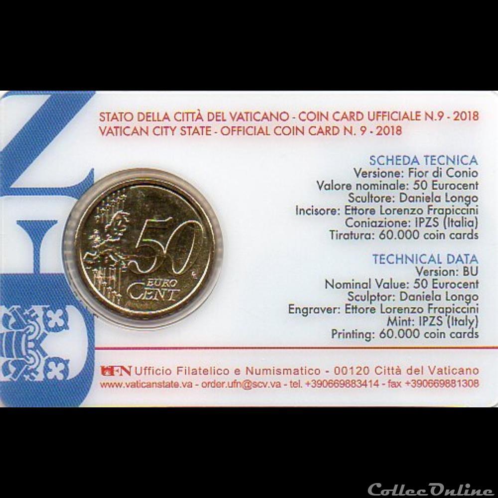 2018 : Coin card n°9 monnaie euro vatican 2018 coin card n 9