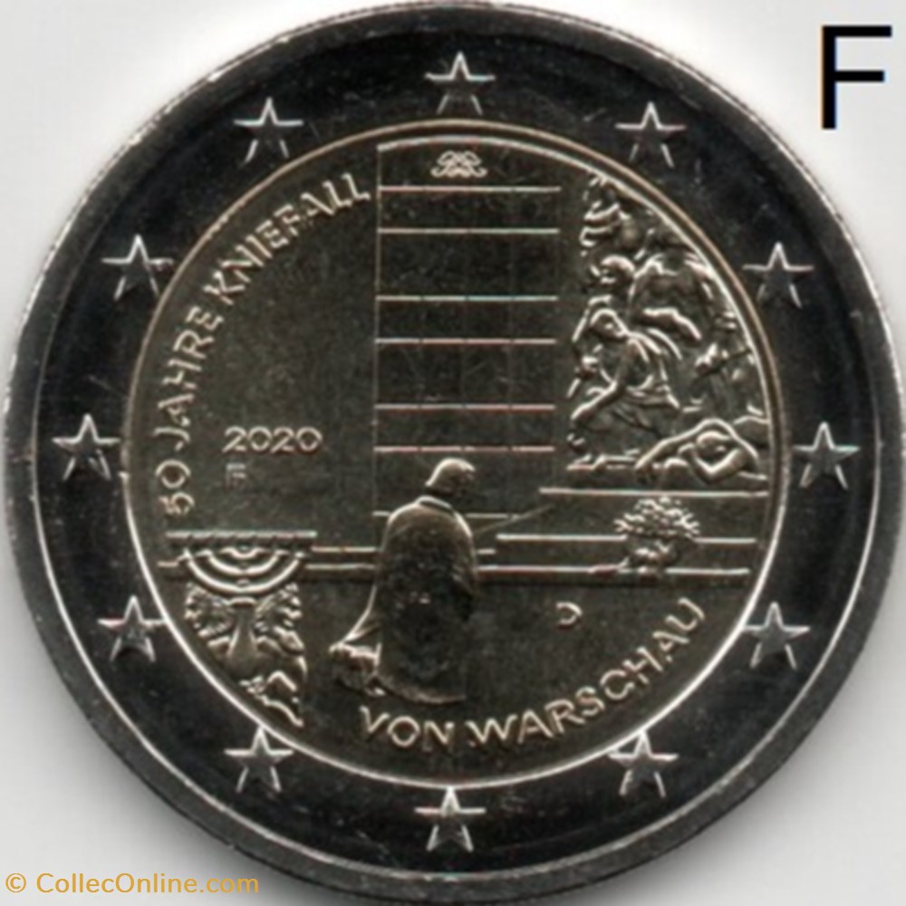 2020 : 50ème anniversaire de la génuflexion de Varsovie 3 monnaie euro allemagne 2020 50eme anniversaire de la genuflexion de varsovie