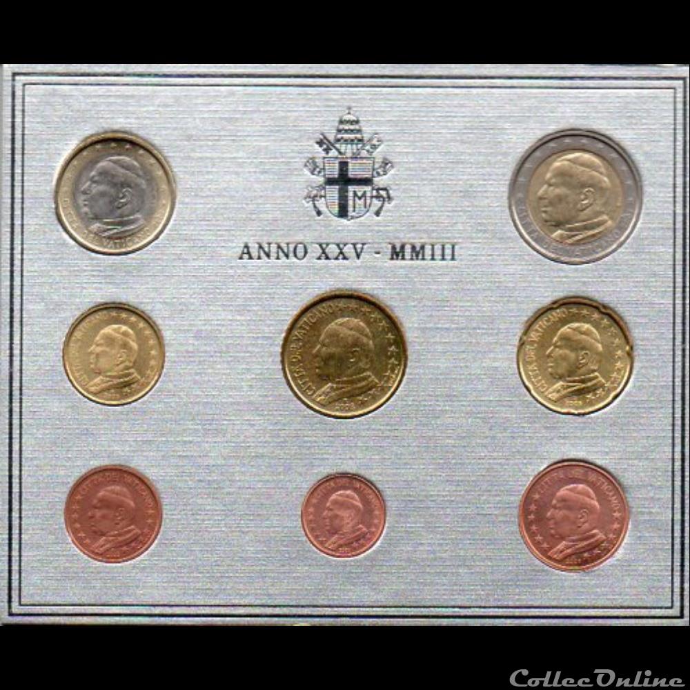 2003 : Coffet BU monnaie euro a vatican 2003 coffet bu
